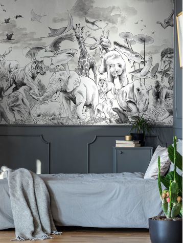 Fresque Noé Monochrome Dark Grey -...