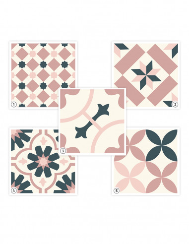Carreaux Ciment Rose - Set of 5...