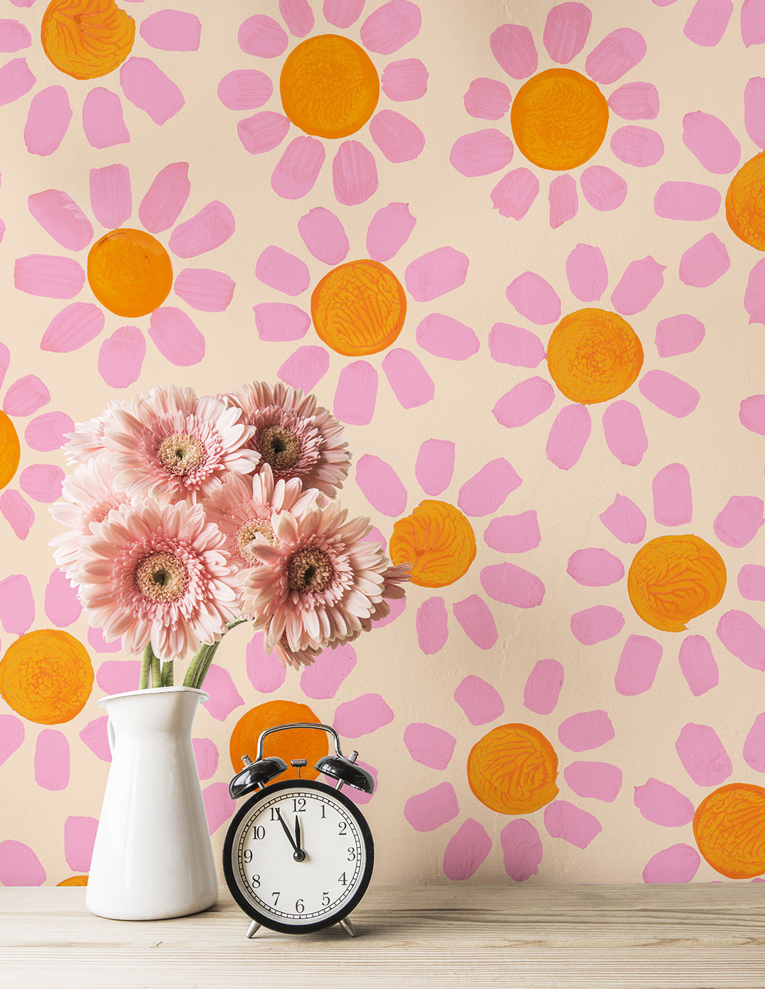 Serviette papier marguerittes sur fonds jaune orangé - Un grand marché