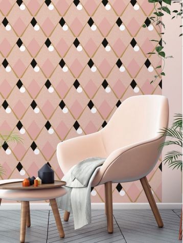 Arlequin Rose - Wallpaper 3 stripes,...
