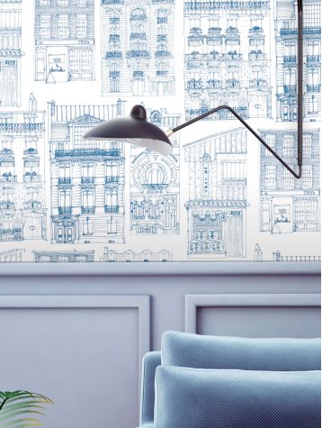 Façades Blue -  H.370 x W.104 cm -...