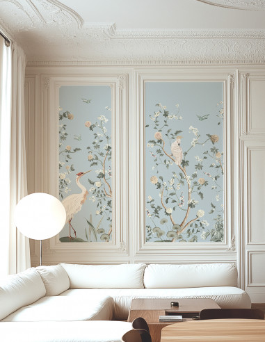 Chinoiserie et le Héron - Fresque...