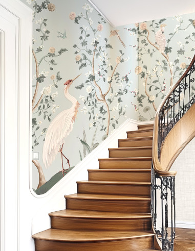Chinoiserie et le Héron - Wallpanel...