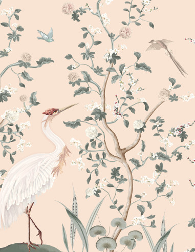 Chinoiserie et le Héron - Wallpanel...