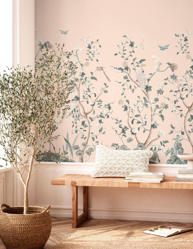 Chinoiserie et le héron Wallpanel...