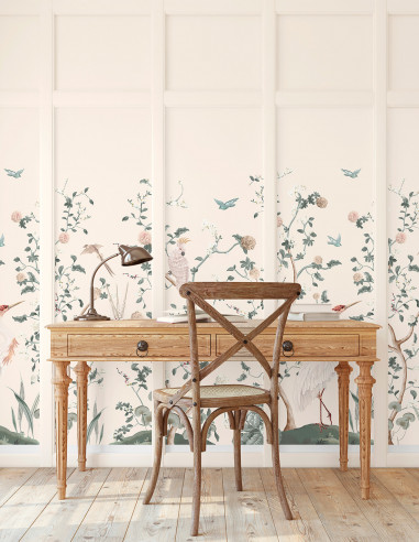 Chinoiserie et le héron Wallpanel...