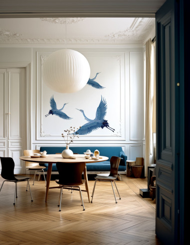 Héron -  Grand Sticker 90 x 90cm