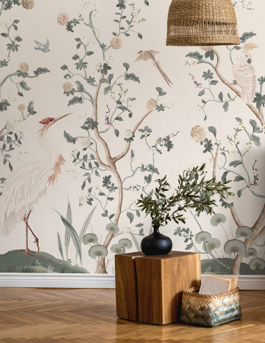 Chinoiserie et le Héron - Fresque...